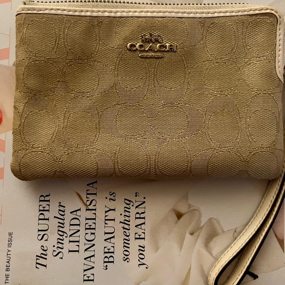 Coach Beige and Cream Wristlet